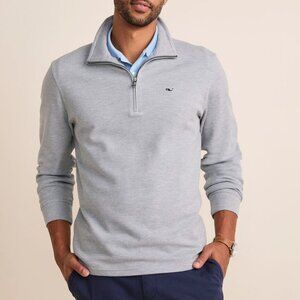 Vineyard Vines Men Saltwater Quarter Zip Sweater Sweatshirt Gray Striped size XL